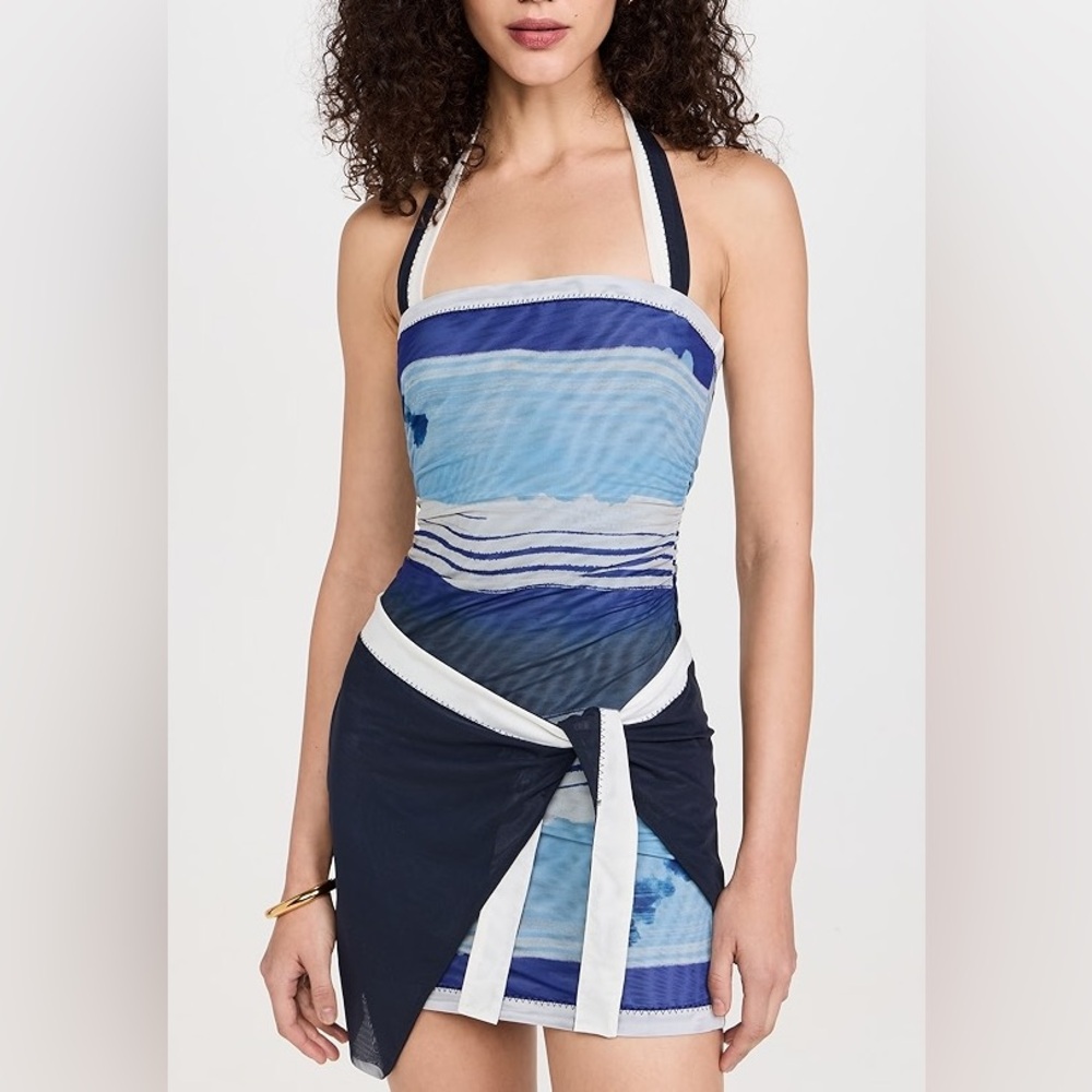 SIR the label Blue and White Mini Dress